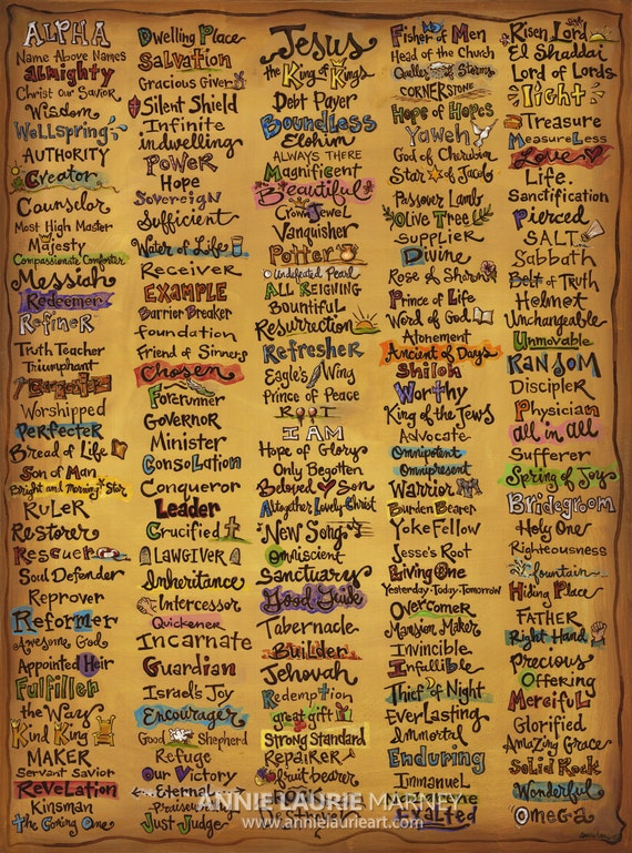 Names of God Canvas Print 30x40 Scripture Art