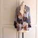 floral maxi print blazer . 80s linen patchwork jacket