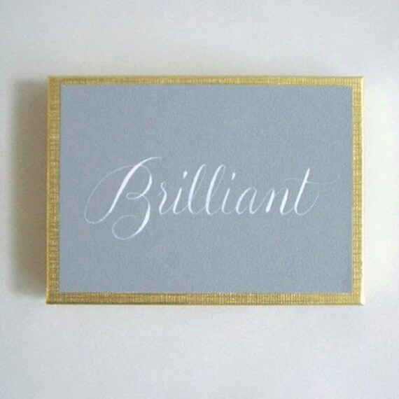 Brilliant calligraphy gray paper box by NEAPOLITAN on Etsy