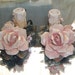 ON SALE Pair of Vintage Beautiful Pale Pink Rose Ceramic Candle Holders Excellent Condition