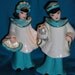 ORIENTAL CERAMIC FIGURINES / Aqua / Vintage