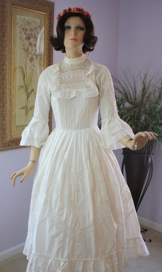 mexican cotton and lace wedding dress