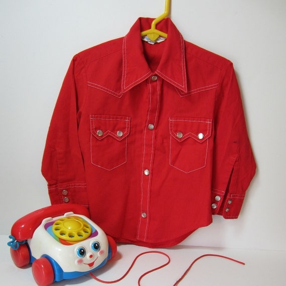 Fun Vintage Boys Red Western Shirt in size 2T to 3T