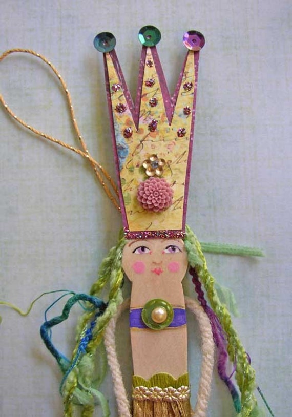 SALE Mermaid Queen Clothespin Doll