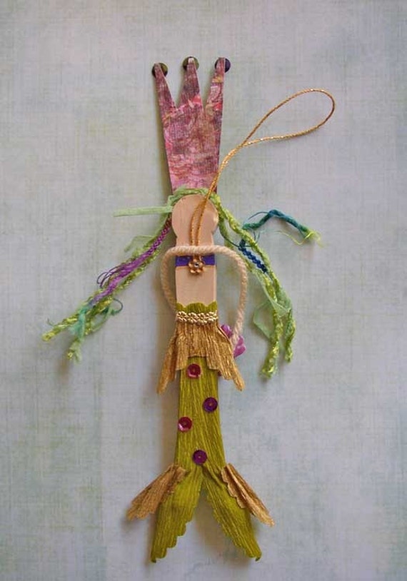 SALE Mermaid Queen Clothespin Doll