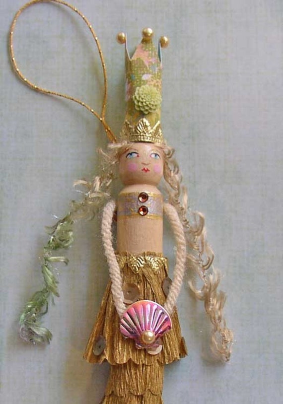SALE Mermaid Queen Clothespin Doll