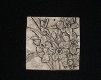 Narcissus Flower 4x4 ceramic porcelain relief tile