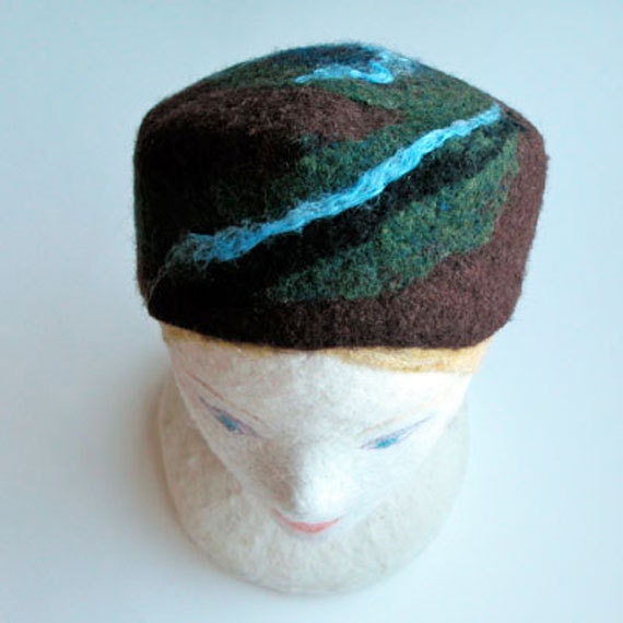 Felted Pillbox Hat for Men Pillbox Hat for Women Wool