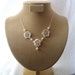 Three blooms, crochet necklace, sterling silver