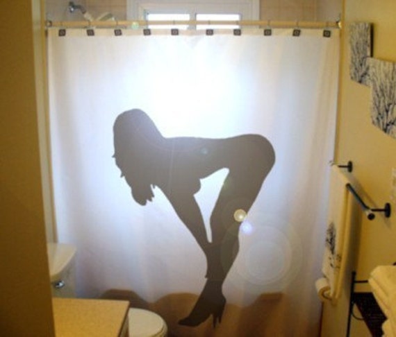 Sexy Pinup Girl Shower Curtain Stripper Bathroom Decor
