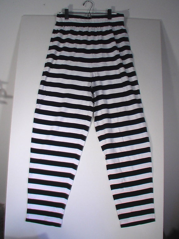 mens striped pants black white