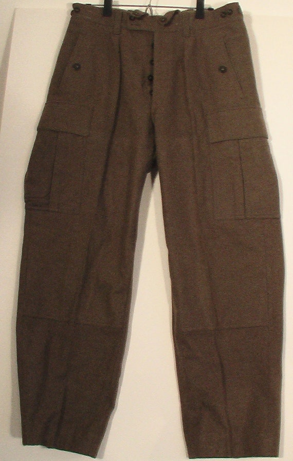 vintage army surplus olive wool winter pant men by BrightCloset