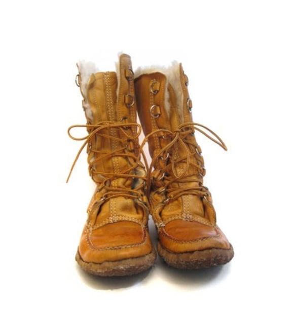 Vintage lace up moccasin mukluk sherpa boots 7 by blueskyvintage