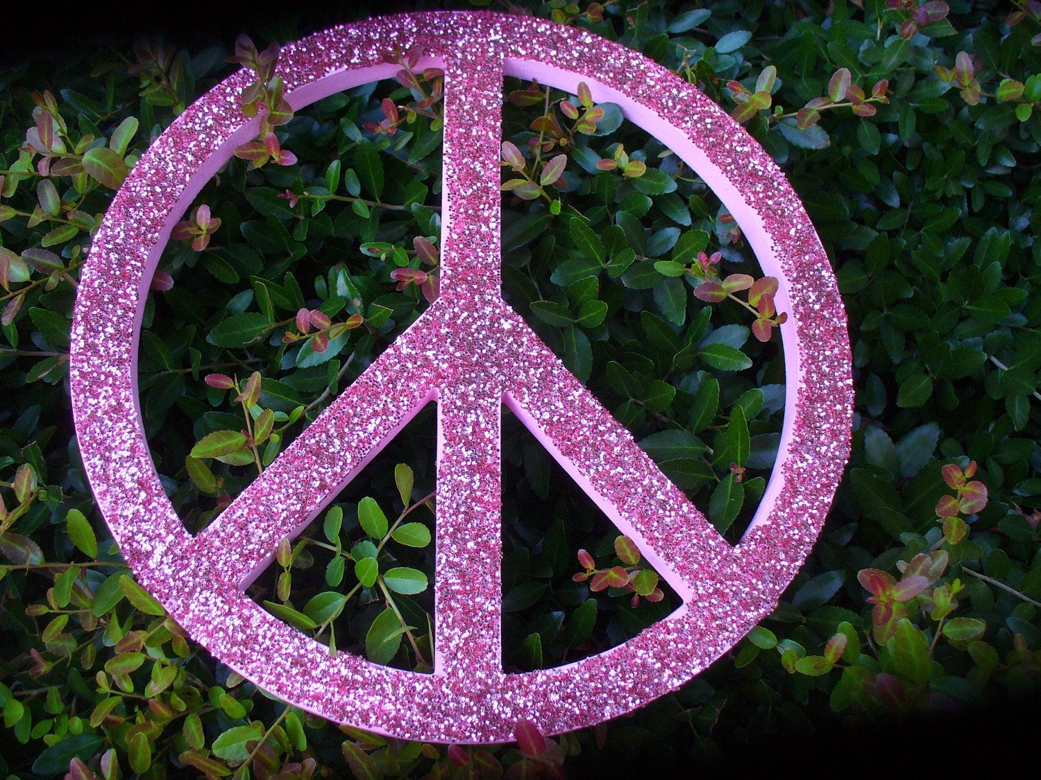 Glitter Peace Sign-Light Pink