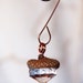 Handcrafted keepsake, christmas ornament, oak, acorn, crystal
