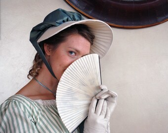 CUSTOM Simple 2 color buckram Regency Jane Austen bonnet in colors of your choice