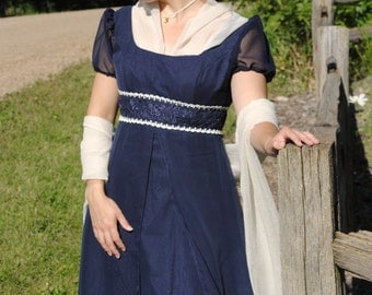CUSTOM Regency Jane Austen Embroidered Gown Dress