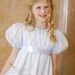 30% OFF Blue Regency Jane Austen Girl Childrens Ball Gown Dress READY-MADE in eyelet cotton with satin sash