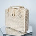 Vintage Handbag Wicker Straw Purse Basket Woven Beige Ecru Japan Studded Josephine Knot
