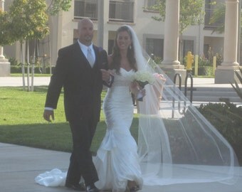 Single layer floor length wedding veil white, diamond or ivory