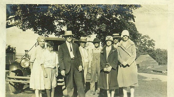 Early 1930s Farm Family Photo Posing With Car by AlaskaVintage