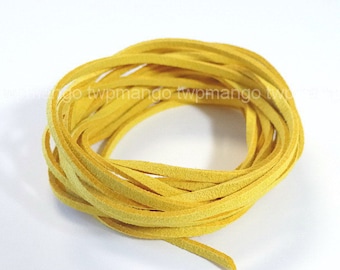 3 Yards Faux Suede Cord Leather Lace.......Mustard.......3mm x 1mm......N45-5
