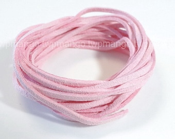 3 Yards Faux Suede Cord Leather Lace..Pink..3mm x 1mm...N45-7