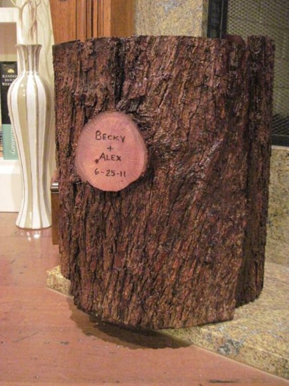 Real Bark Tree Stump Wedding Card Envelope Box Card holder