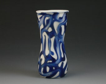 Glass Shot Glass - Bud Vase Lampwork Handblown Boro Glass Blue