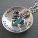 Hand Stamped Necklace - Personalized Sterling Silver.... Love Cupped with Birthstones