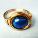 Cobalt Blue Pearl Ring - Cobalt Blue Freshwater Pearl Ring -14K Gold Ring - Wire Wrapped Ring