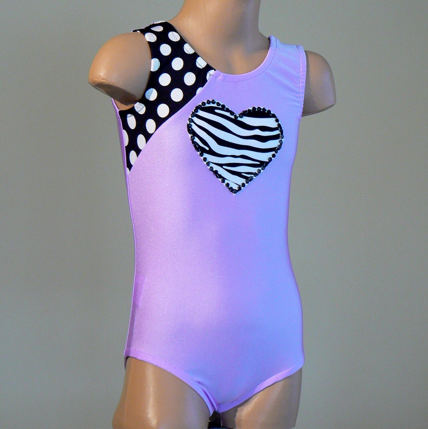 Gymnastics Leotard with Heart Applique Size 2T C 7 by SENDesigne