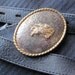 Vintage Ladies Black Leather Belt Size 26 - Made by Nocona - Silver Ivan Rodeo Buckle