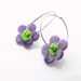 Purple flower earrings, - flower earrings - lampwork earrings - sterling silver earrings