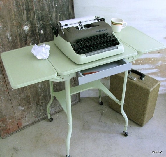Items similar to Vintage Refurbished Metal Typewriter Desk on Etsy