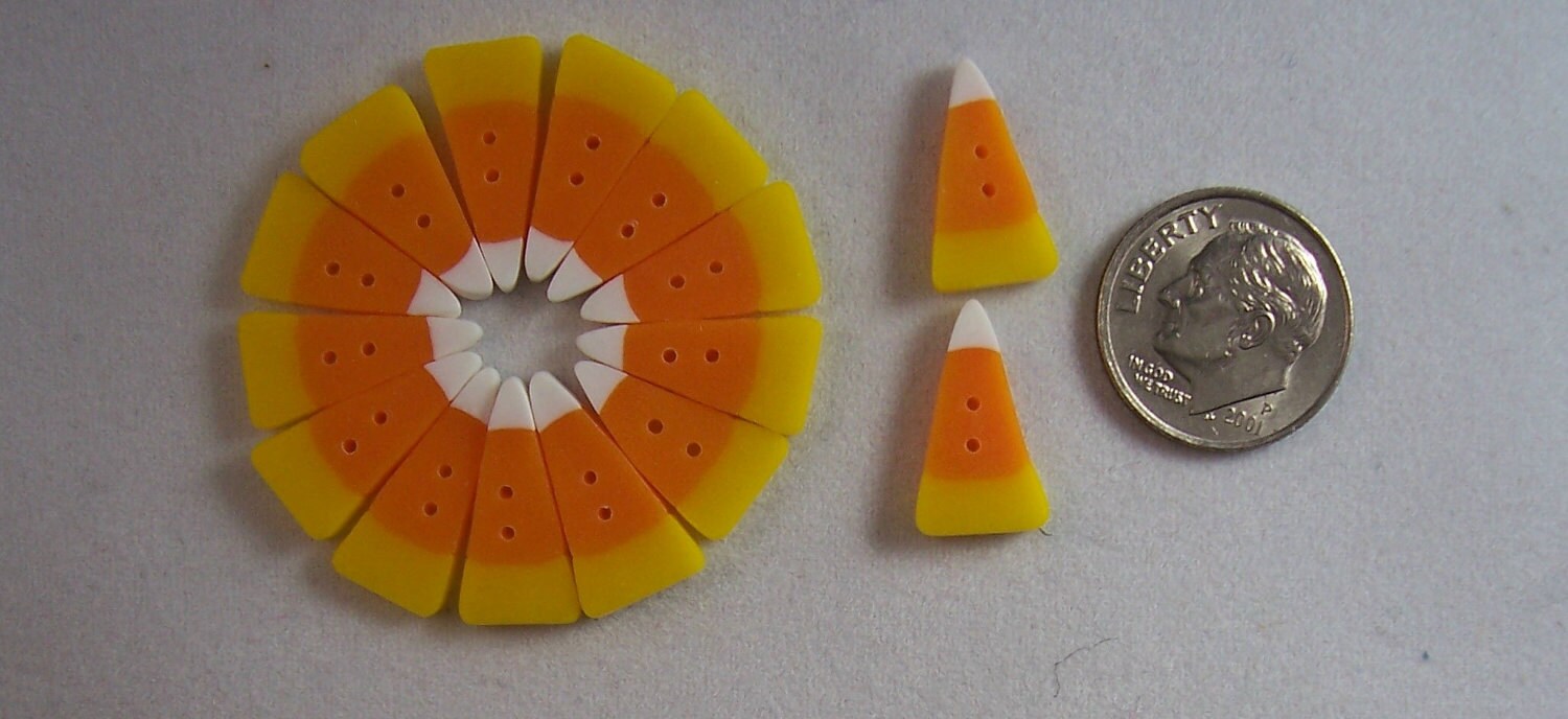 15 Candy Corn Polymer Clay Buttons