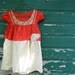 Upcycled eco red polka dot antique lace tattered silk women pixie mini skirt dress tunic