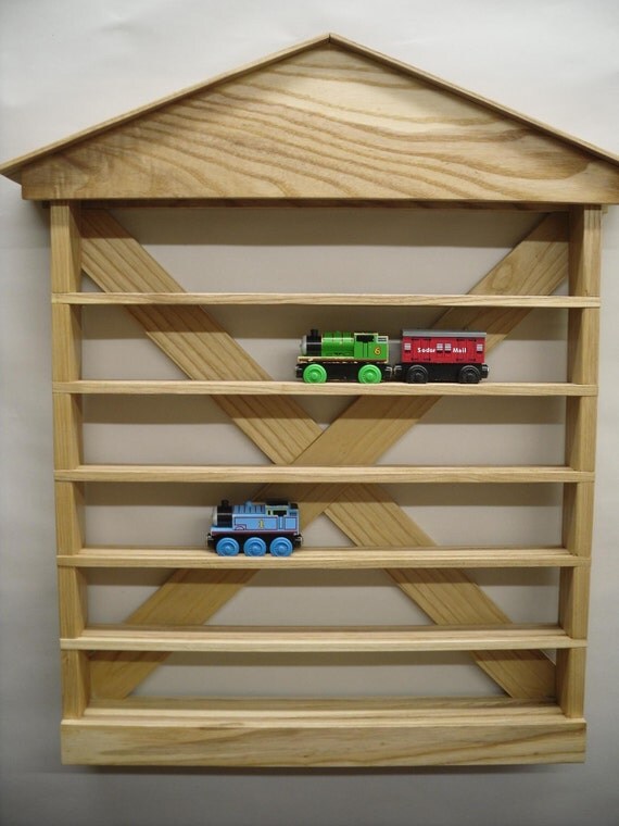 Wooden wall mounted train shelf