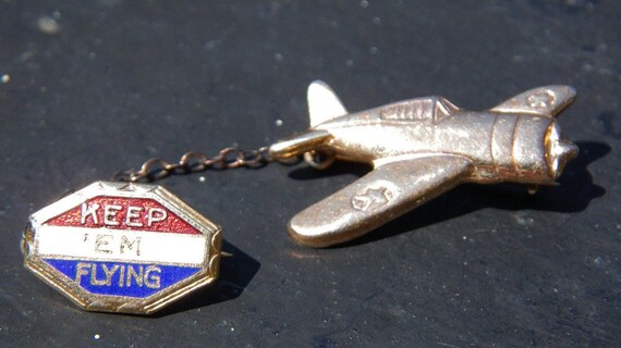 WWII enamel Keep 'Em Flying pin with by azulclaro on Etsy