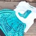 WESTERN Blue Aqua Bandana Skirt Set Size 18 month with Cowboy Boot Applique Shirt