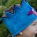 Felt Birthday Crown with Flower and Vintage Button - Waldorf Crown - Blue Crown