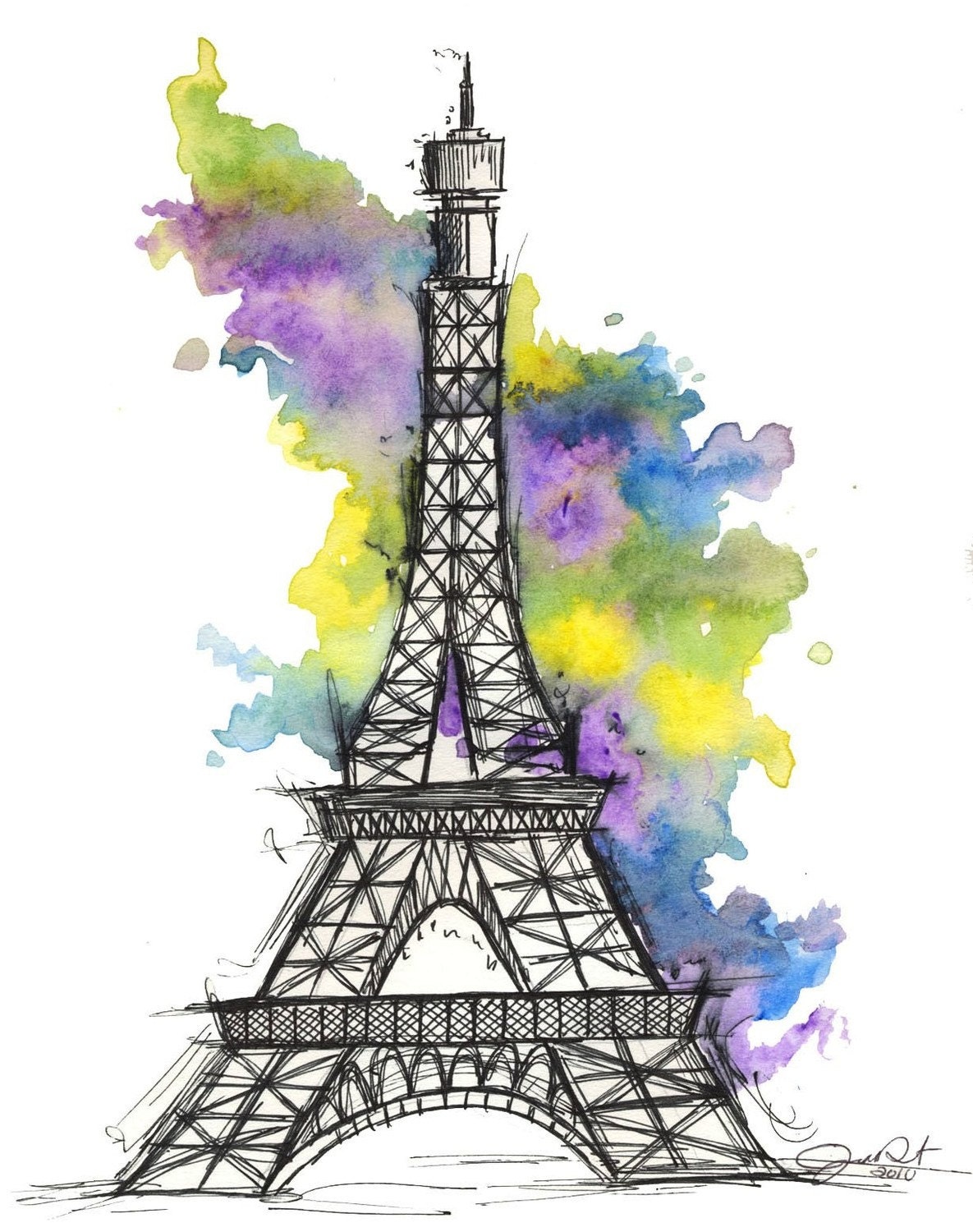 Eiffel Tower Illustration Let S Go To Paris Print