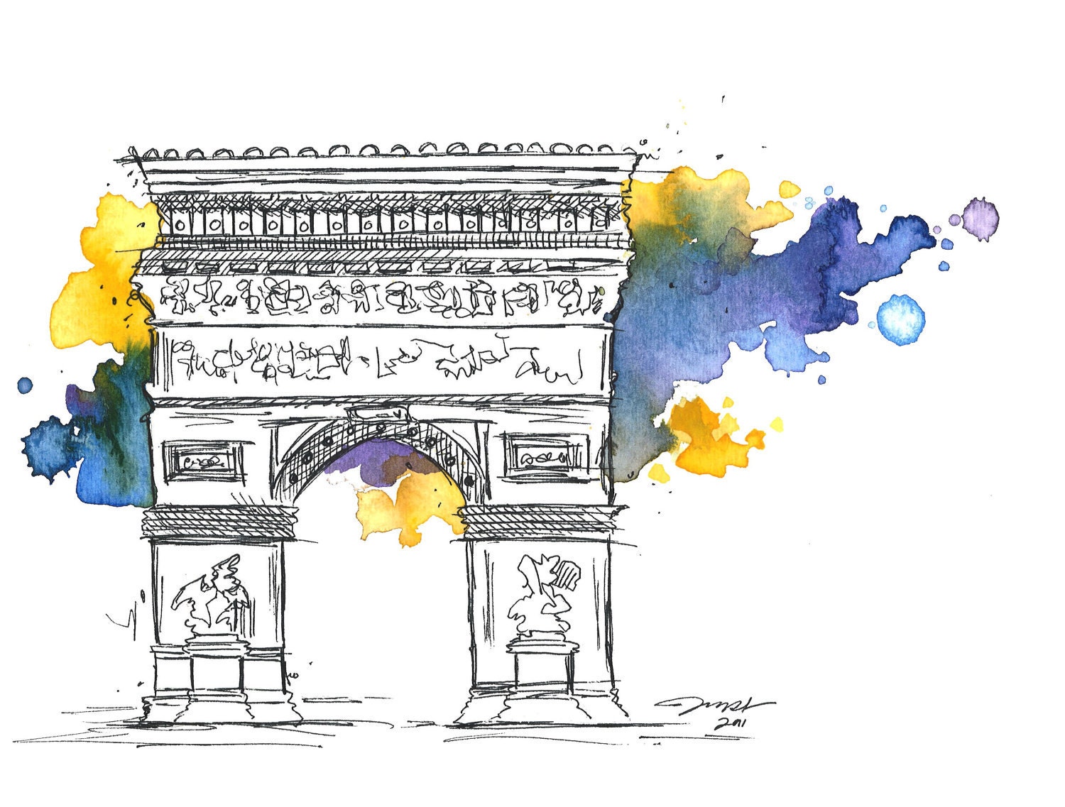 Arc de Triomphe Illustration print