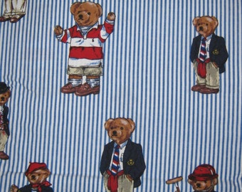 Ralph Lauren  Polo TEDDY BEARS twin  flat   bed sheet reclaimed linens