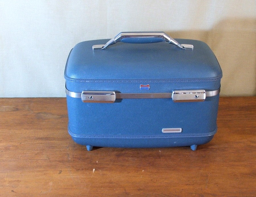 Vintage American Tourister Train Case Blue by TagSaleFinds on Etsy