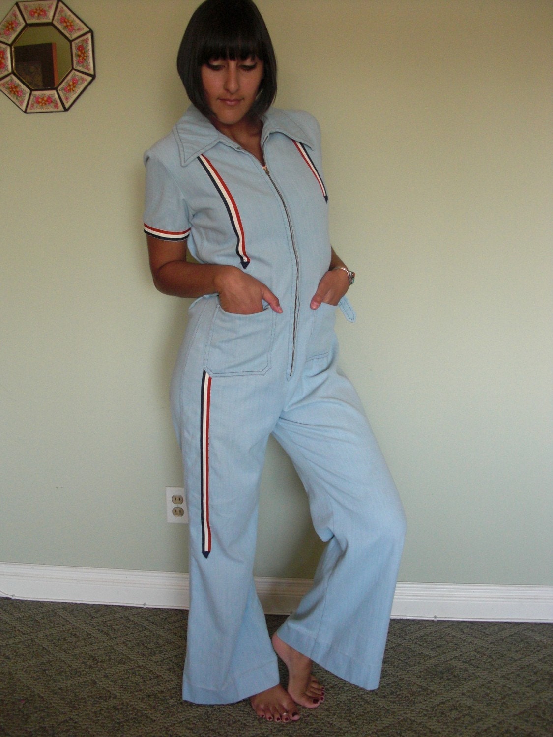 Vintage 1970s Denim Charlies Angels Jumpsuit by ShopGypsyEyes