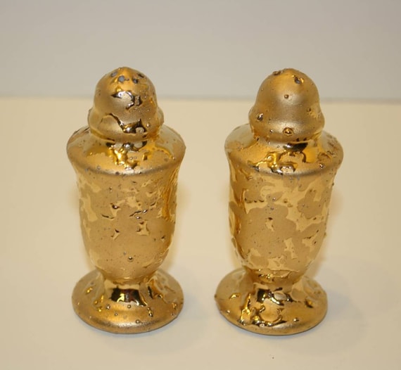Vintage 22k Weeping Gold Salt and Pepper Shakers by vicandjulie