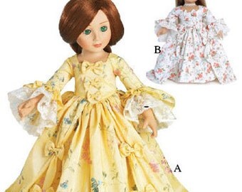 Marie Antoinette Dress Pattern in two 18" Dolls Sizes: for Slim Carpatina dolls and for the larger American Girl Dolls