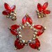 RED Rhinestones Star PIN Earrings Vintage SET