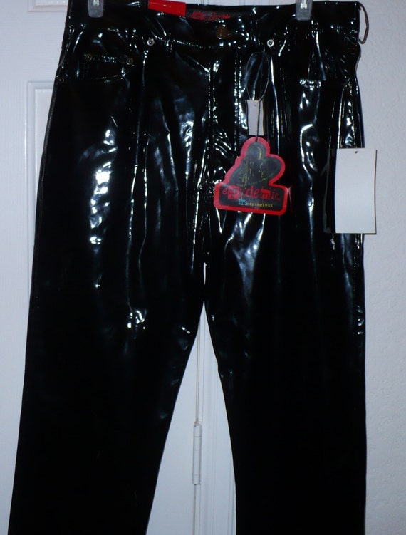 Retro 1980s Mens Black Vinyl pants Michael Jackson by